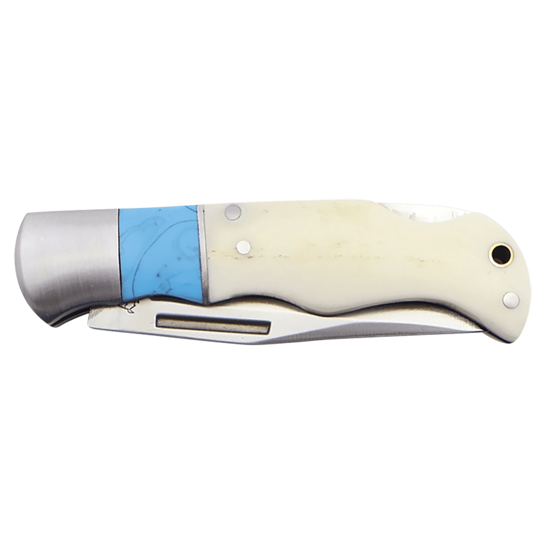 3 1/2" Blue/Bone Folding Knife