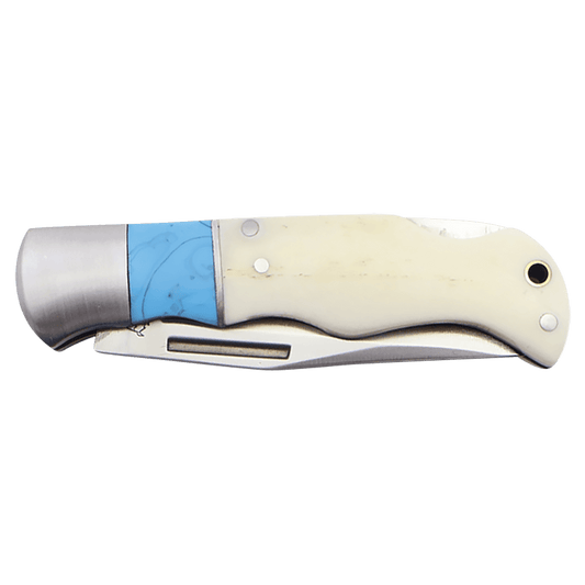 3 1/2" Blue/Bone Folding Knife