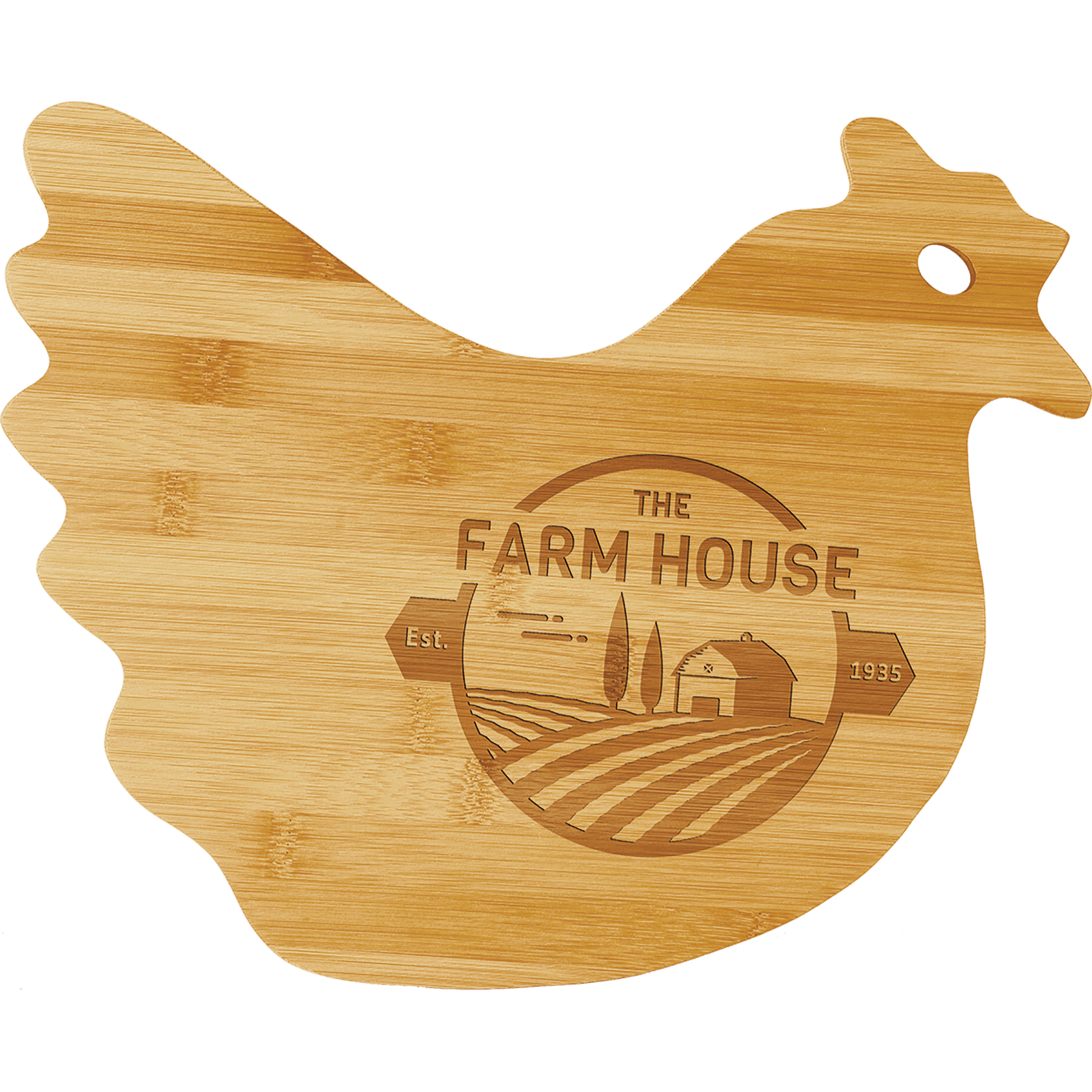 13 1/2" x 10 7/8" Bamboo Hen Shaped Cutting Board