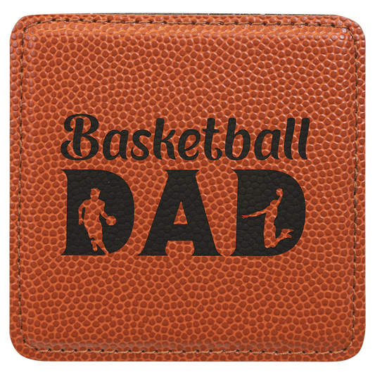 4" x 4" Square Basketball Laserable Leatherette Coaster