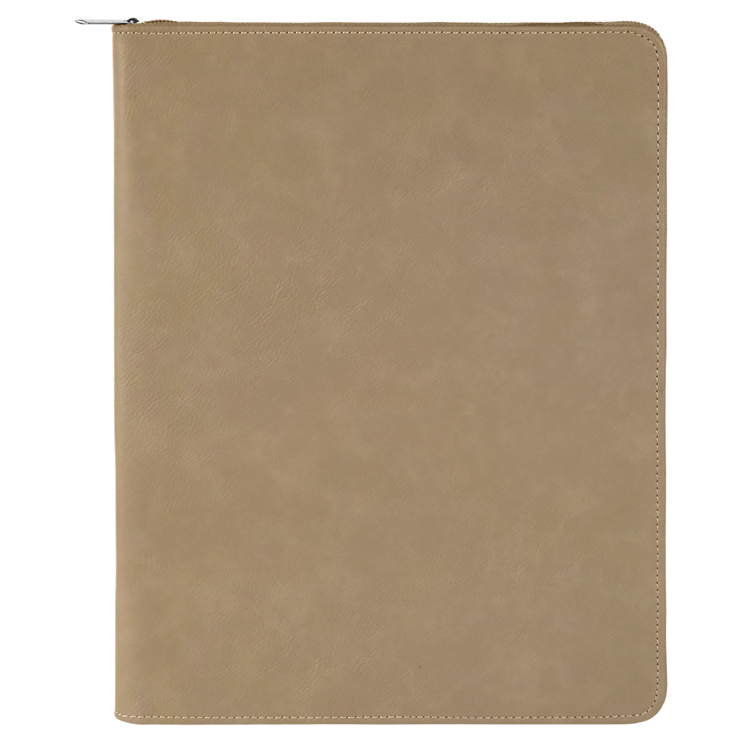 9 1/2" x 12" Light Brown w/ Zipper Laserable Leatherette Portfolio with Notepad-MO