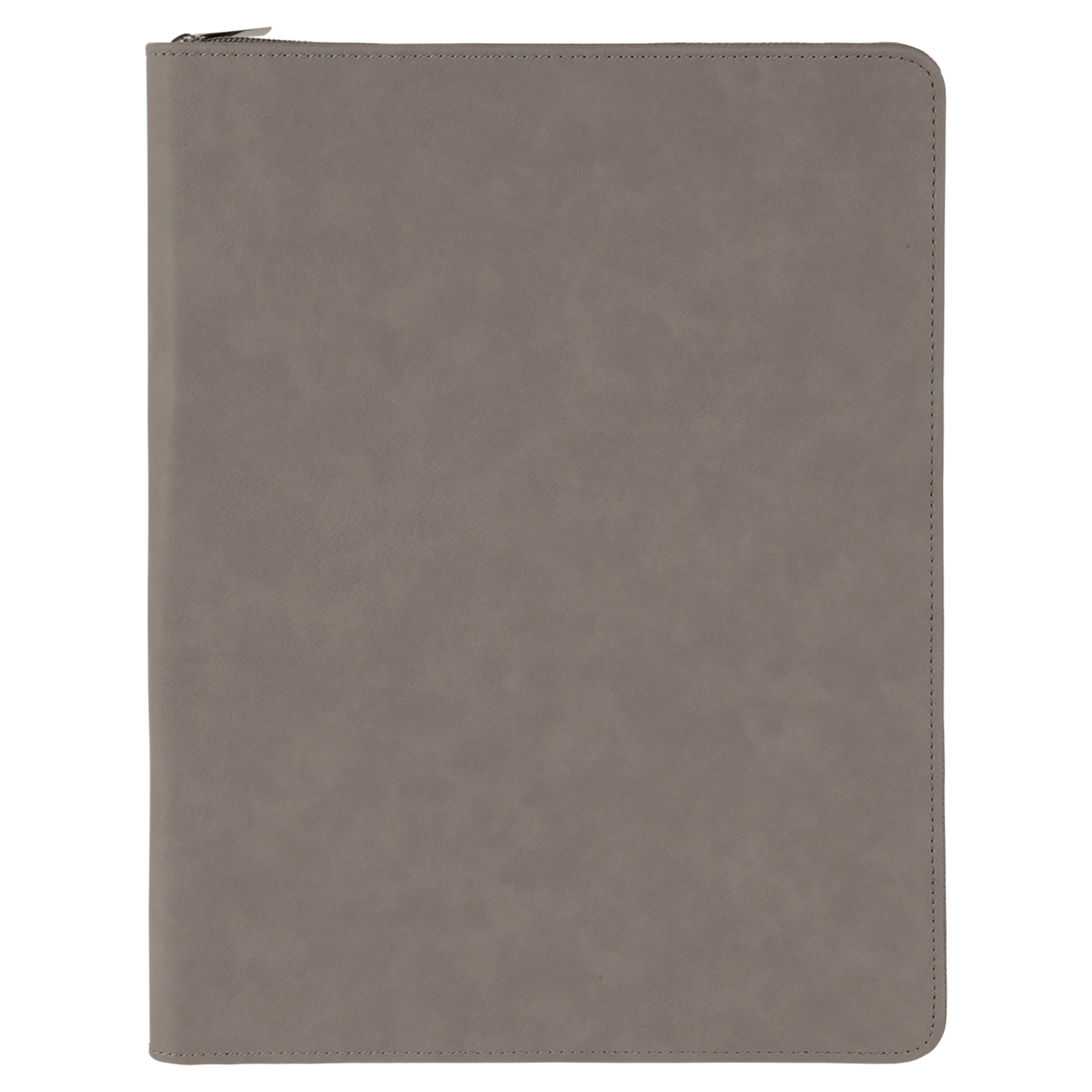 9 1/2" x 12" Gray with Zipper Laserable Leatherette Portfolio with Notepad-MO