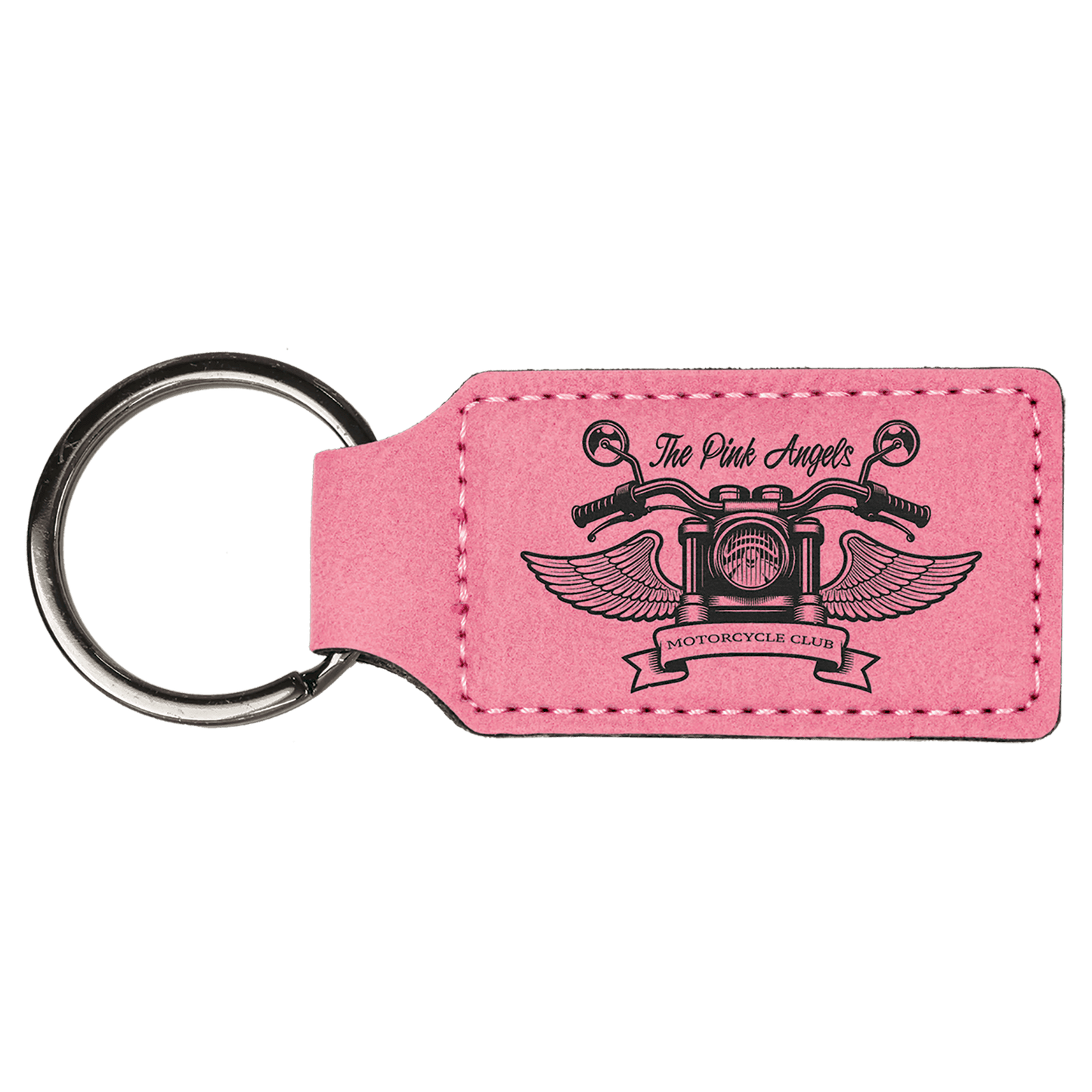 2 3/4" x 1 1/4" Pink Laserable Leatherette Rectangle Keychain