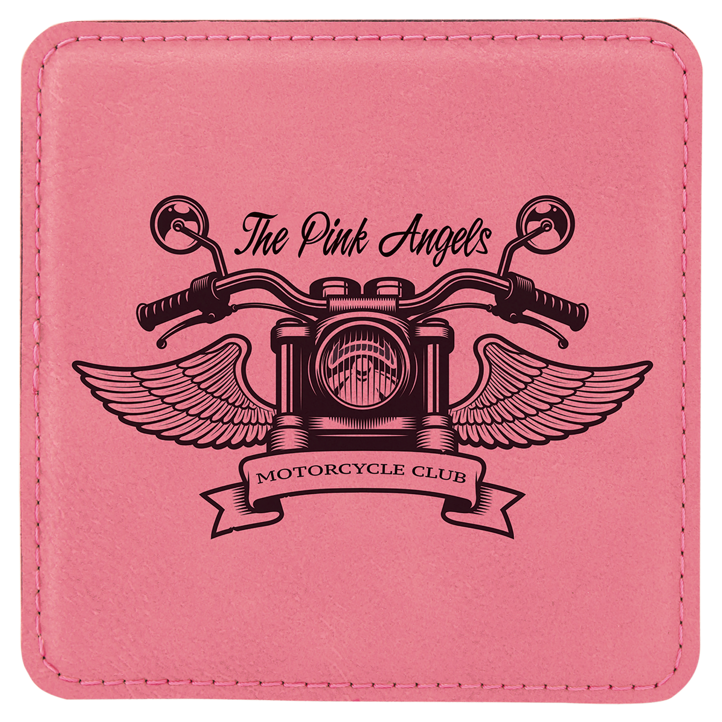 4" x 4" Square Pink Laserable Leatherette Coaster