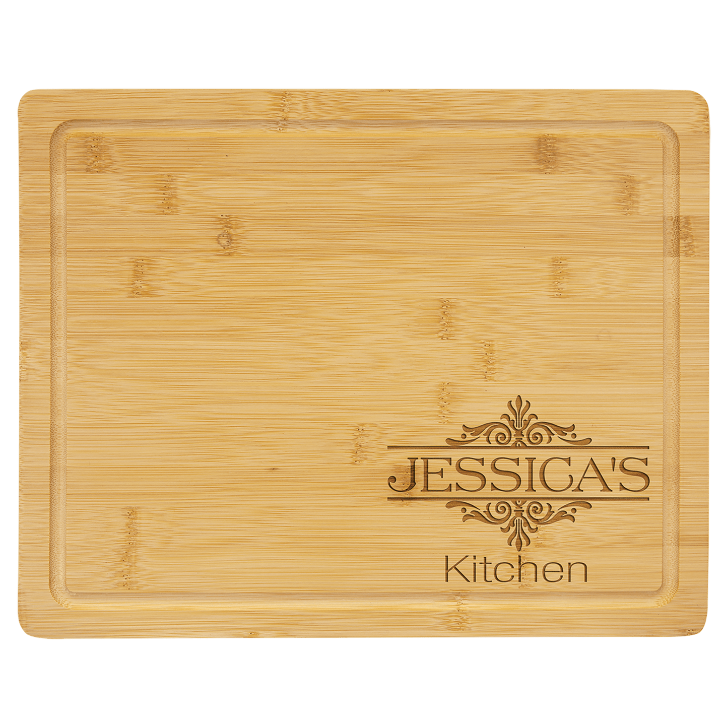 13 3/4" x 11" Bamboo Cutting Board with Drip Ring