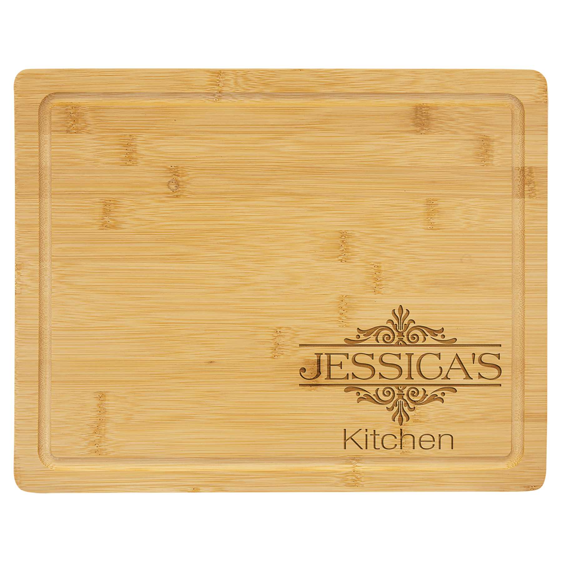 13 3/4" x 11" Bamboo Cutting Board with Drip Ring