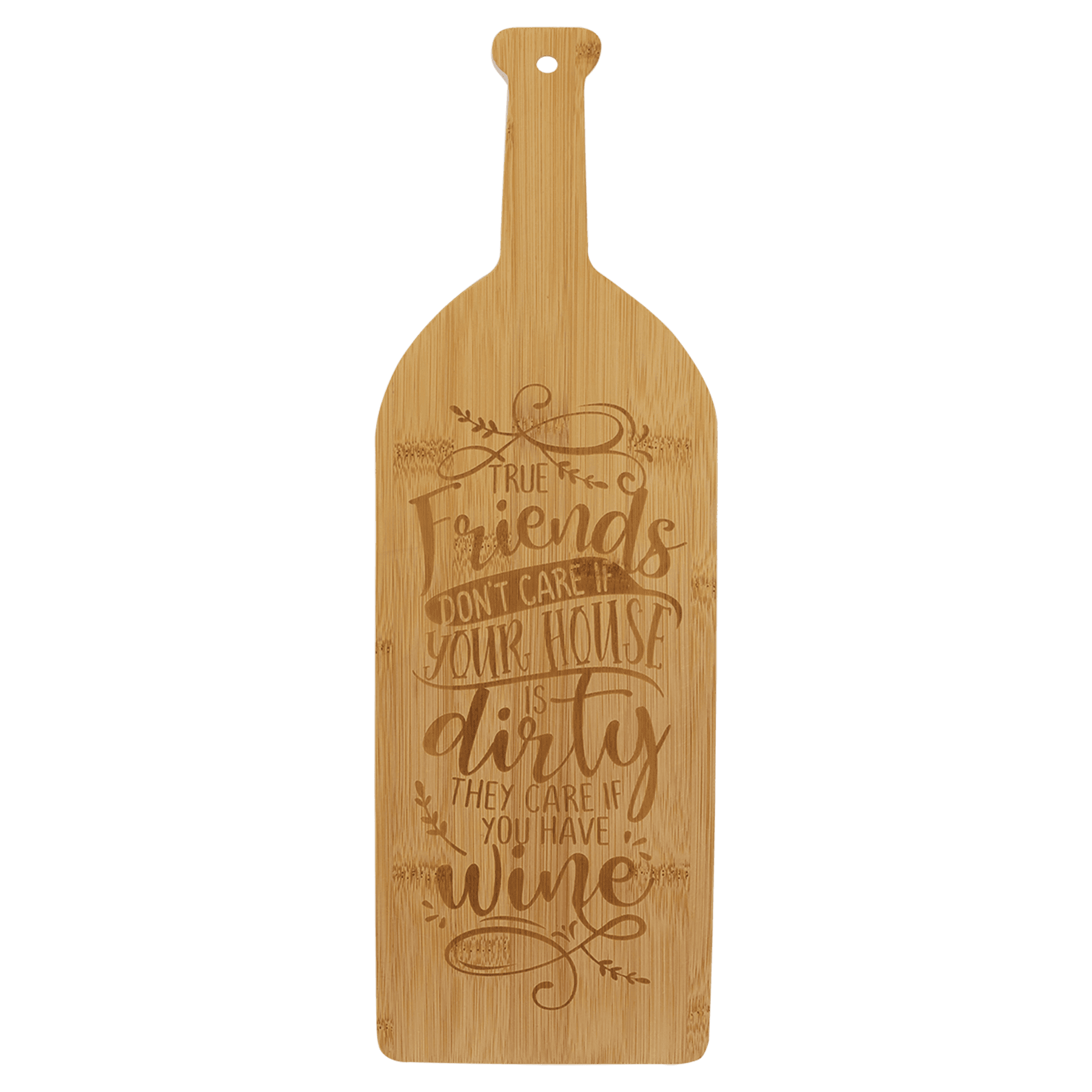 17" x 5 1/4" Bamboo Wine Bottle Cutting Board