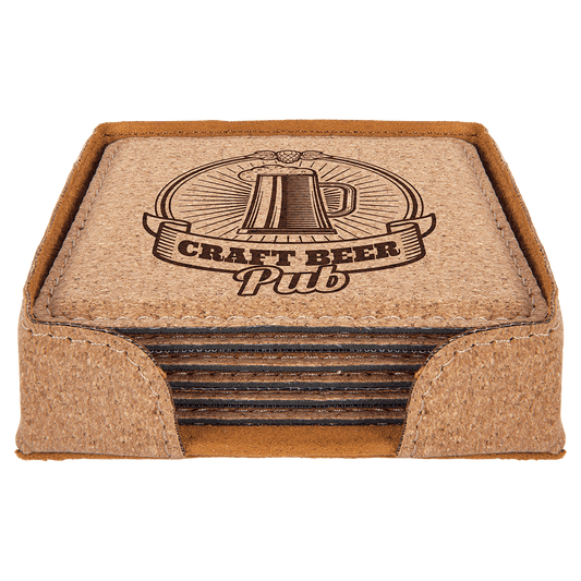 4" x 4" Square Cork 6-Coaster Set