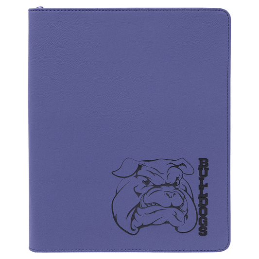 9 1/2" x 12" Purple with Zipper Laserable Leatherette Portfolio with Notepad