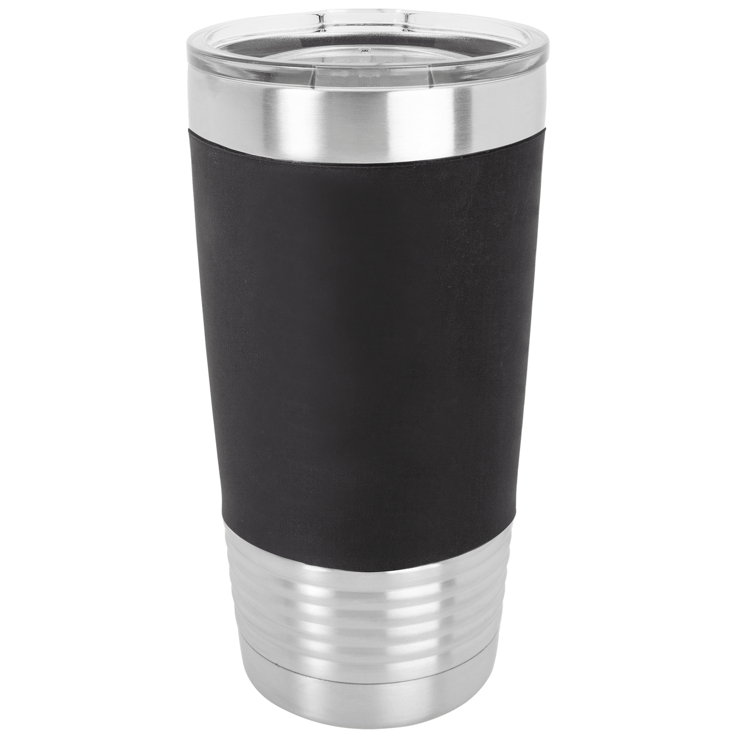 Polar Camel 20 oz. Black/White Tumbler with Silicone Grip and Clear Lid-MO