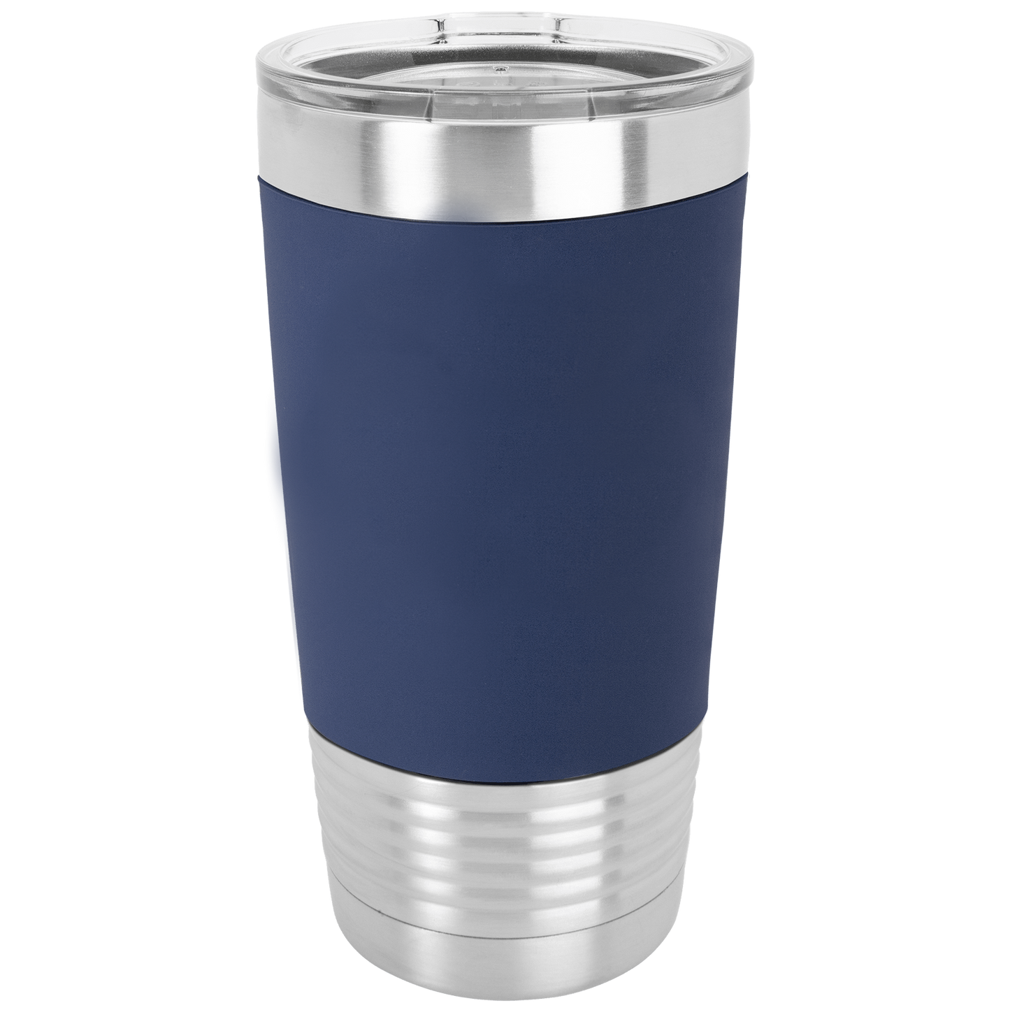 Polar Camel 20 oz. Navy Blue/White Tumbler with Silicone Grip and Clear Lid-MO