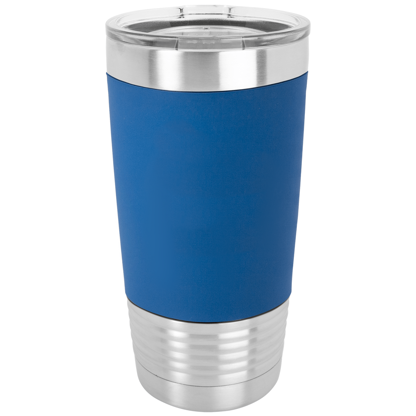 Polar Camel 20 oz. Blue/White Tumbler with Silicone Grip and Clear Lid-MO