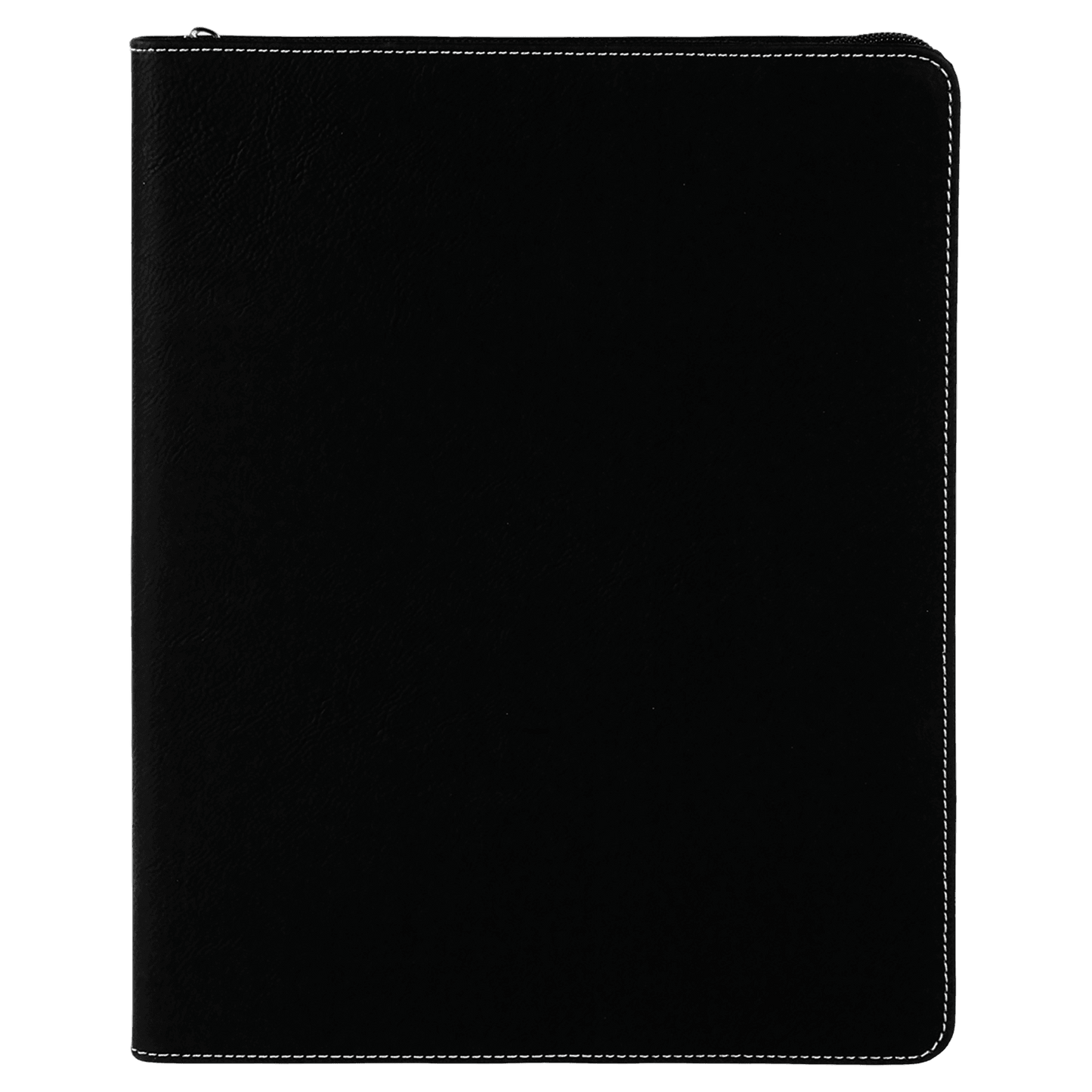 9 1/2" x 12" Black/Silver w/Zipper Laserable Leatherette Portfolio with Notepad-MO