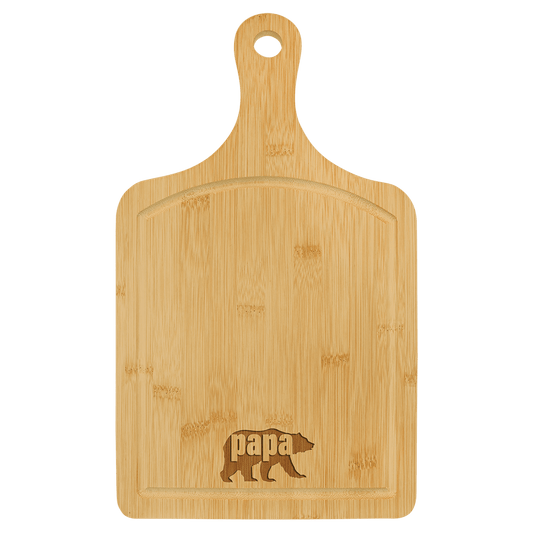 15 1/2" x 9" Bamboo Cutting Board Paddle Shape with Drip Ring-MO