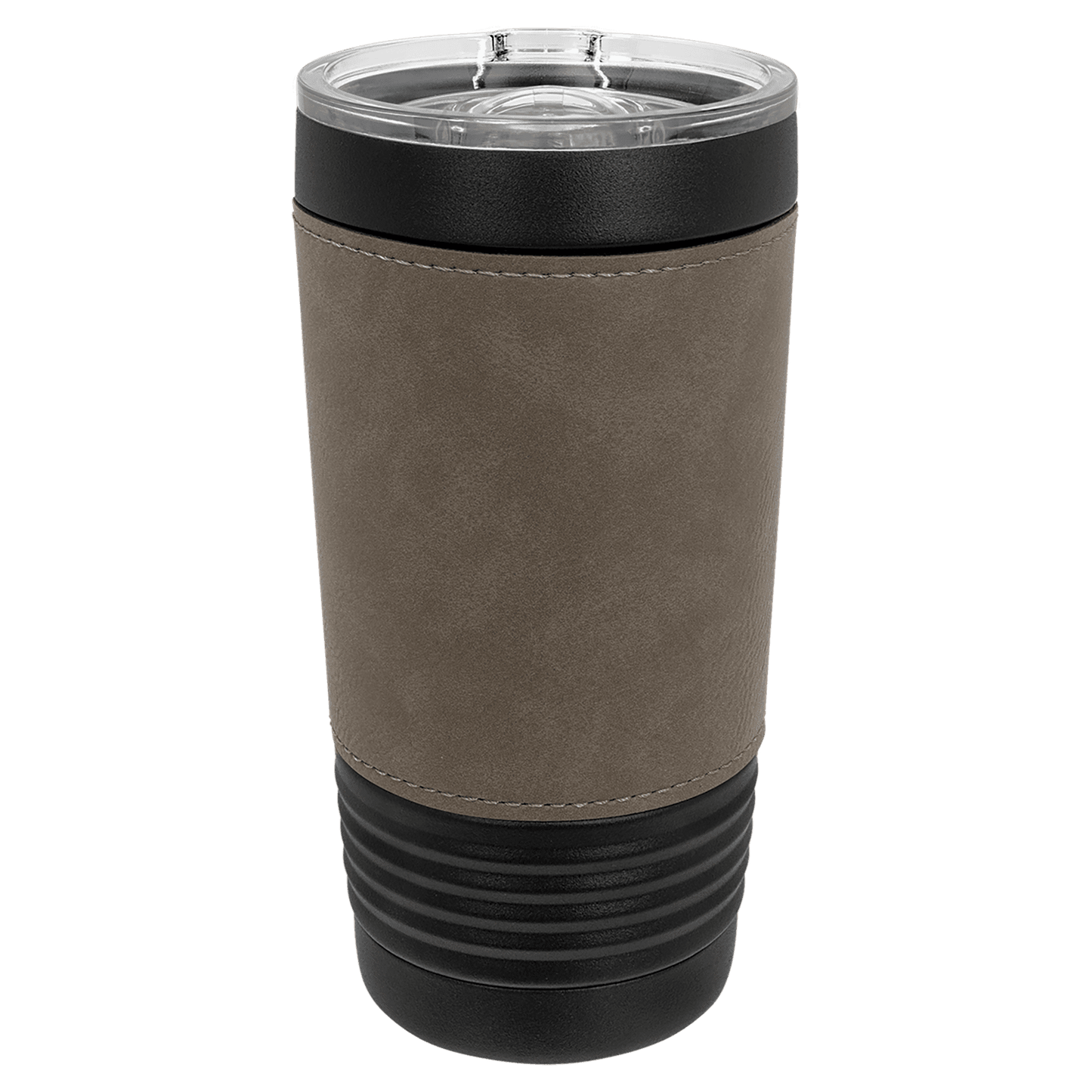 Polar Camel 20 oz. Black with Gray Leatherette Tumbler with Slider Lid-MO