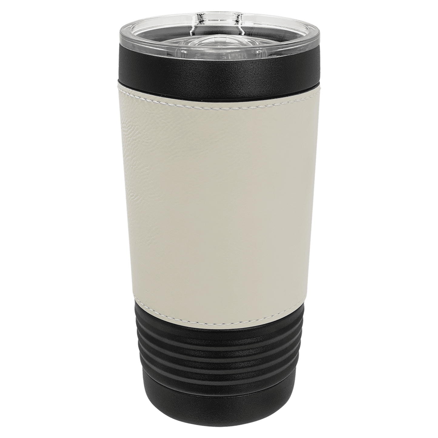 Polar Camel 20 oz. Black with White Leatherette Tumbler with Slider Lid-MO