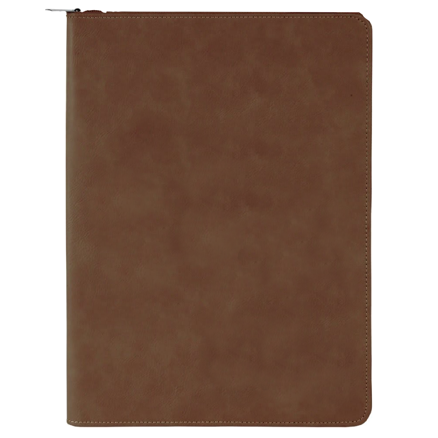 9 1/2" x 12" Dark Brown with Zipper Laserable Leatherette Portfolio with Notepad-MO