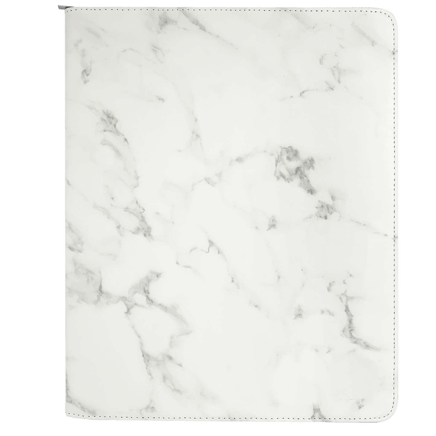 9 1/2" x 12" White Marble with Zipper Leatherette Portfolio with Notepad-MO