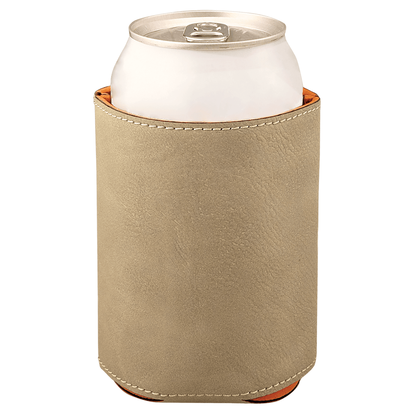 3 3/4" Light Brown Laserable Leatherette Beverage Holder-MO