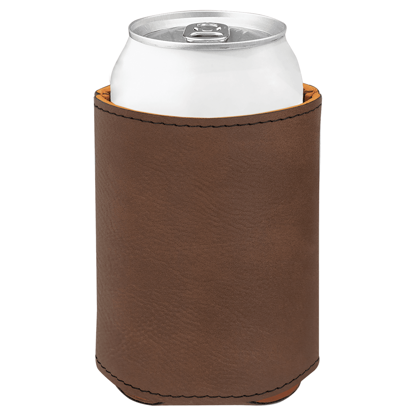 3 3/4" Dark Brown Laserable Leatherette Beverage Holder-MO