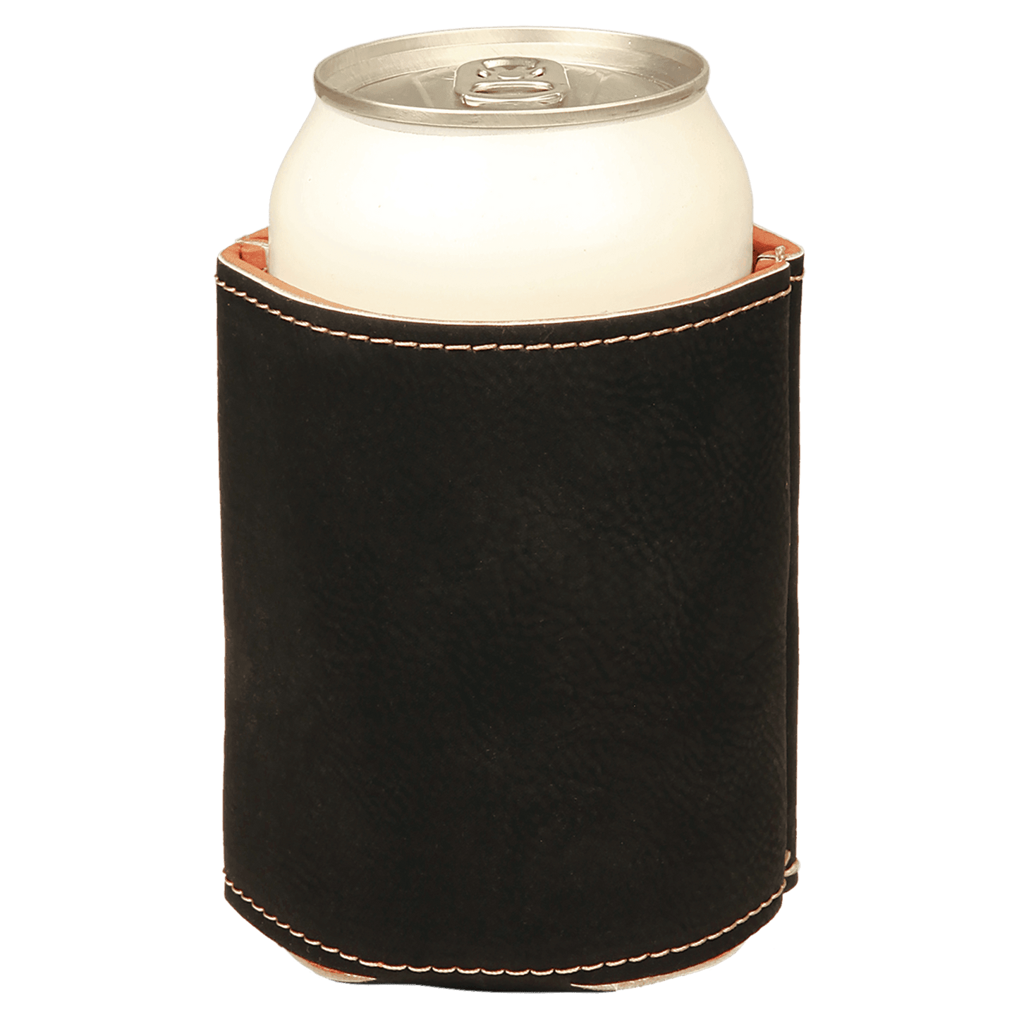 3 3/4" Black/Silver Laserable Leatherette Beverage Holder-MO