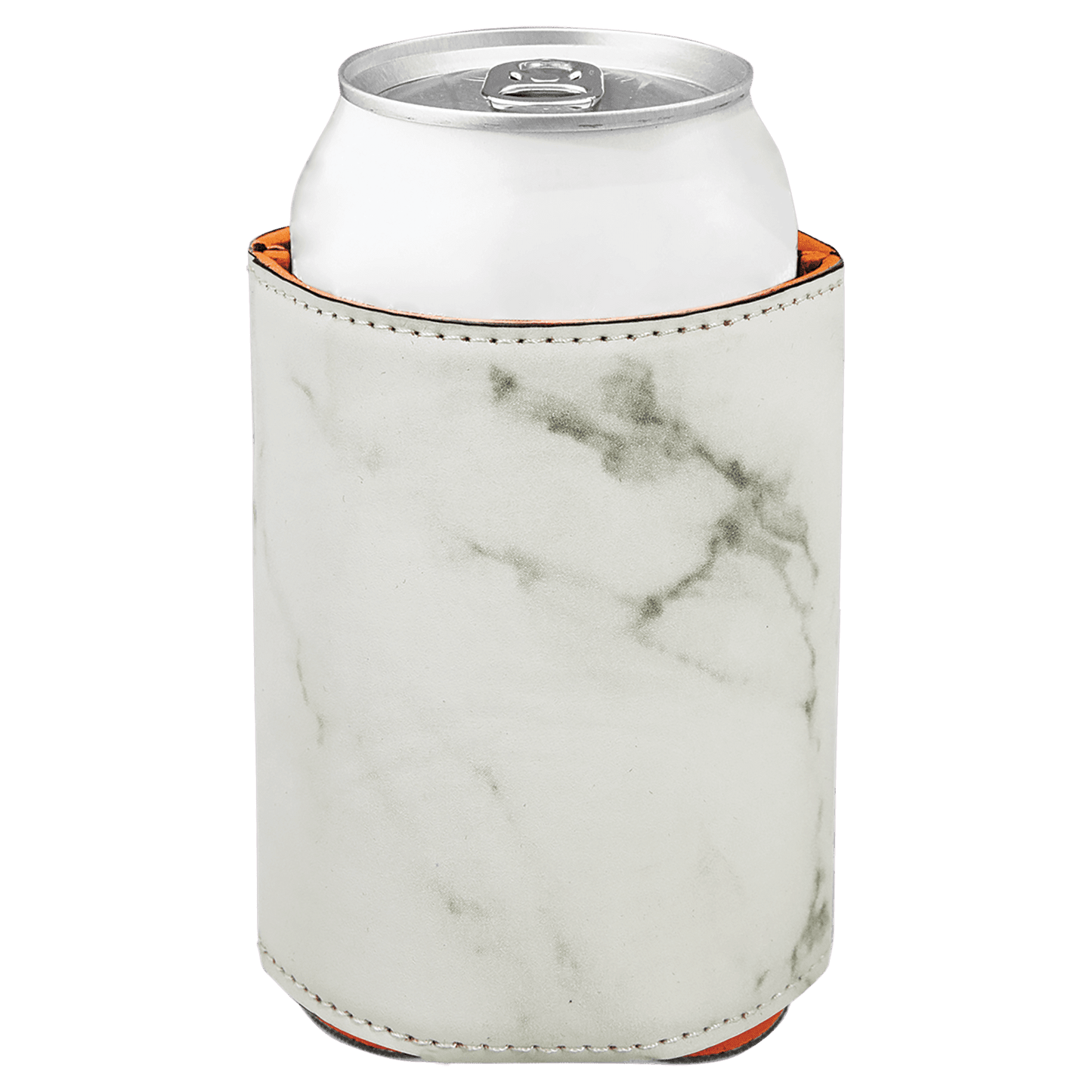 3 3/4" White Marble Laserable Leatherette Beverage Holder-MO