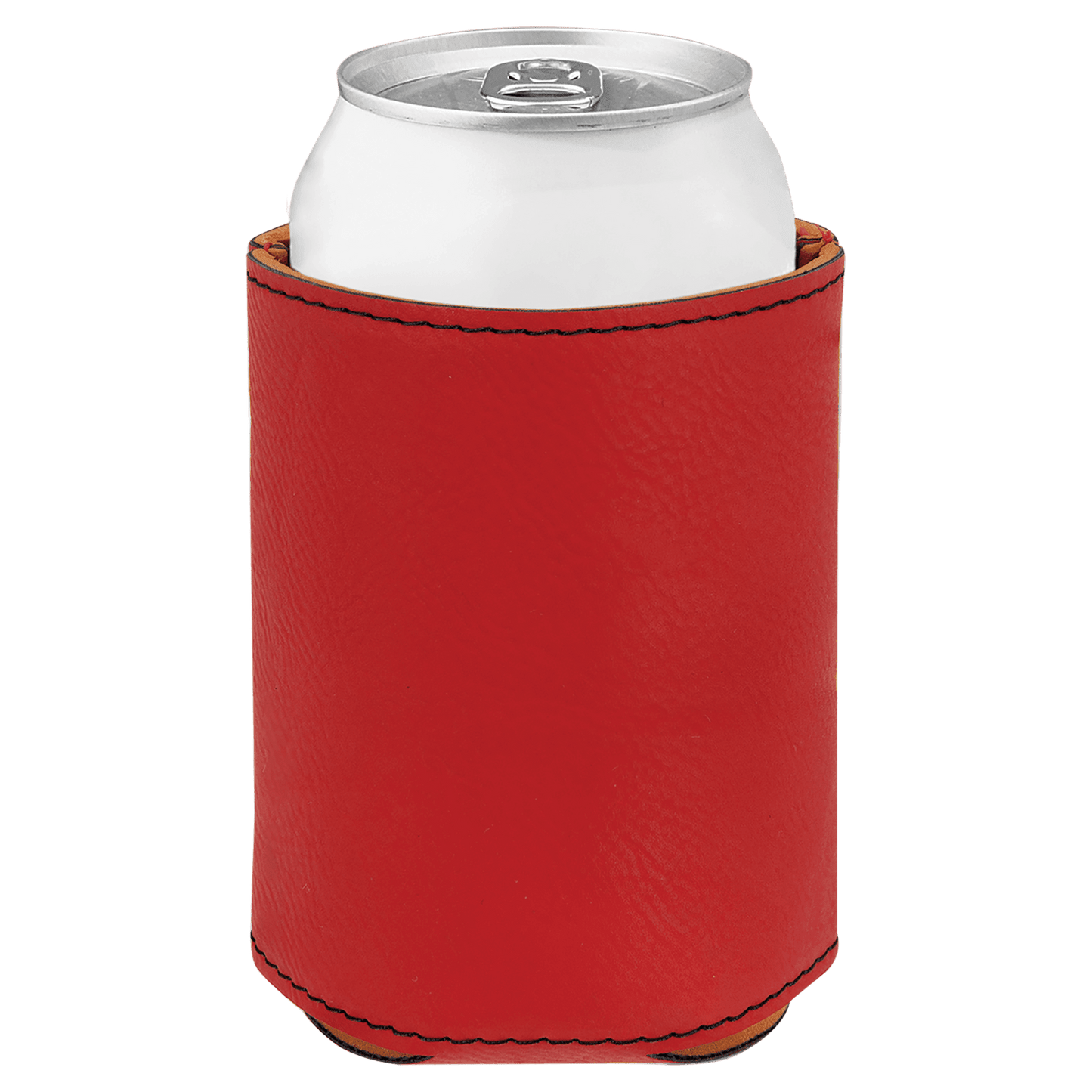 3 3/4" Red Laserable Leatherette Beverage Holder-MO