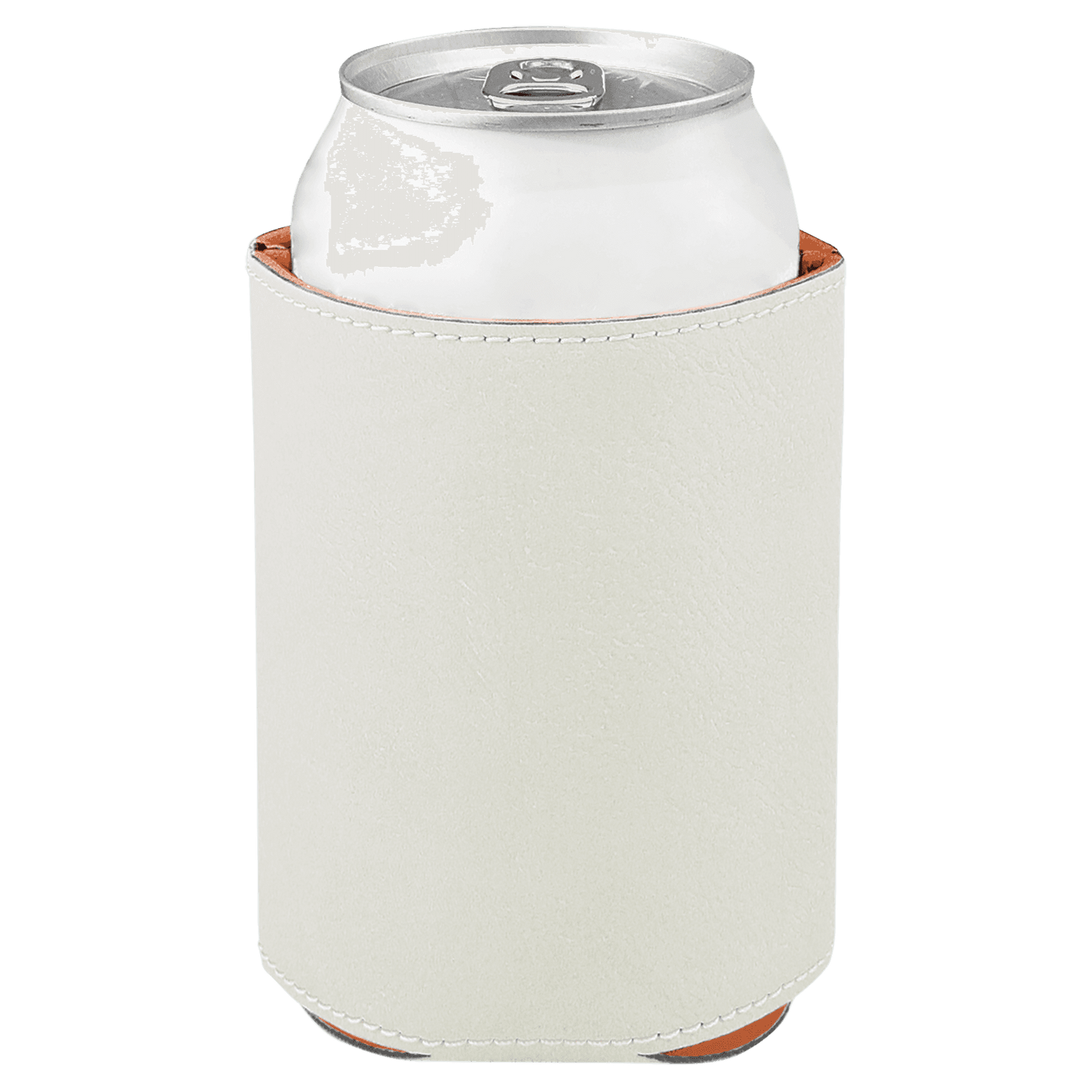 3 3/4" White Laserable Leatherette Beverage Holder-MO