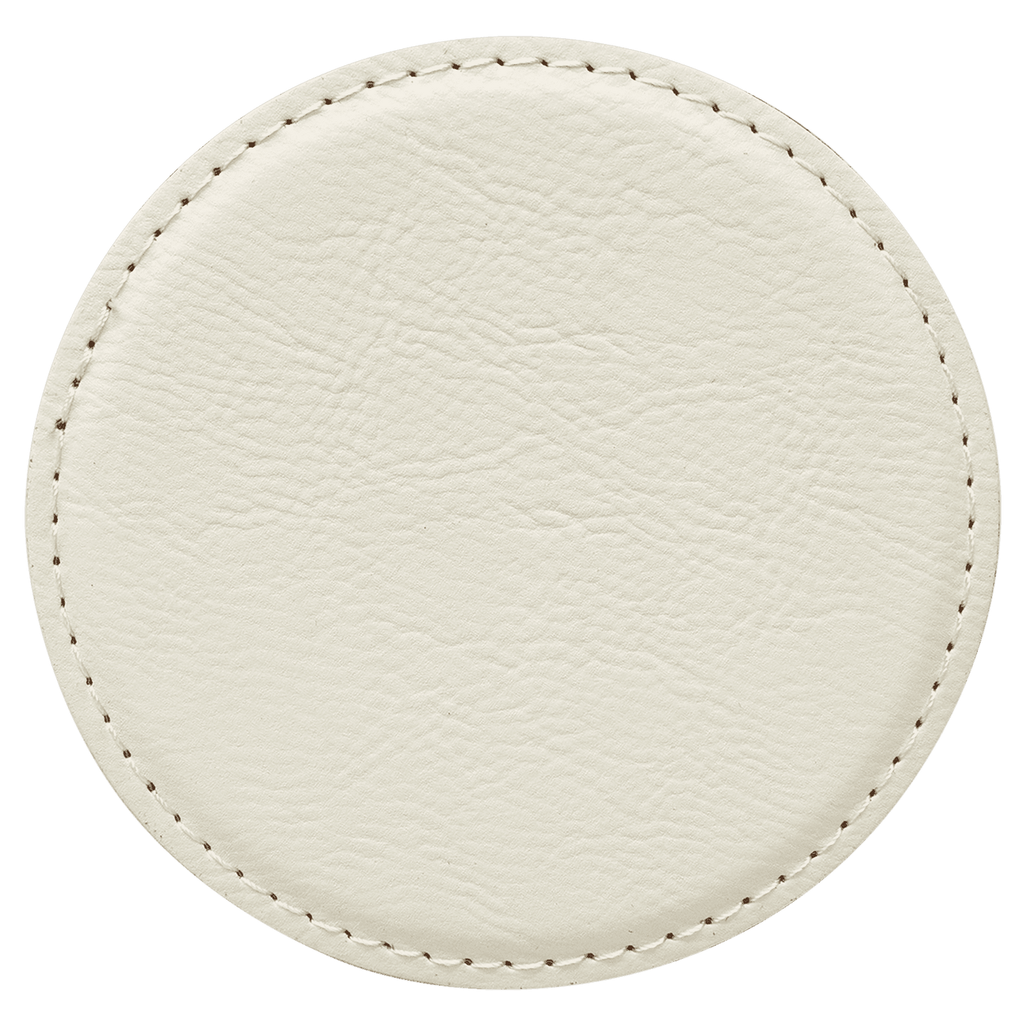 4" Round White Laserable Leatherette Coaster-MO