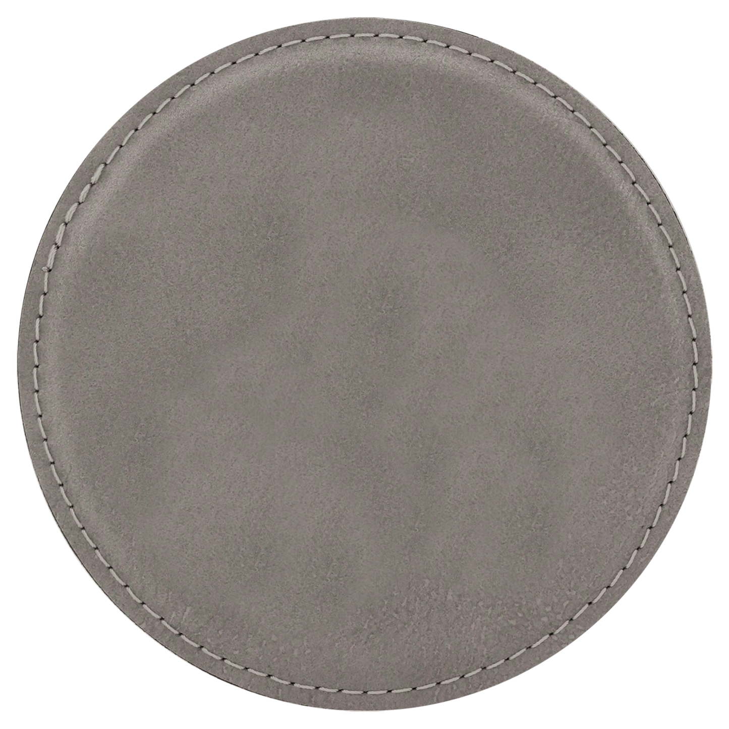 4" Gray Round Laserable Leatherette 6-Coaster Set-MO