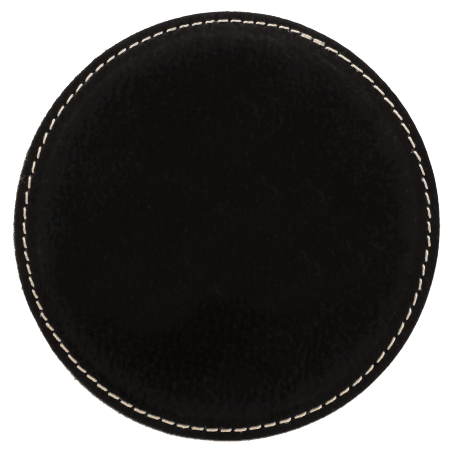 4" Round Black/Silver Laserable Leatherette Coaster-MO