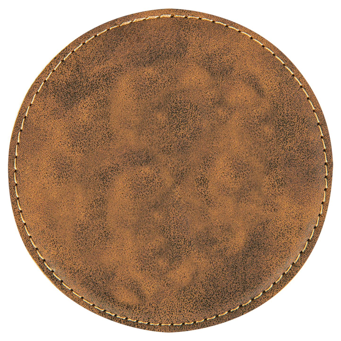 4" Round Rustic/Gold Laserable Leatherette Coaster-MO