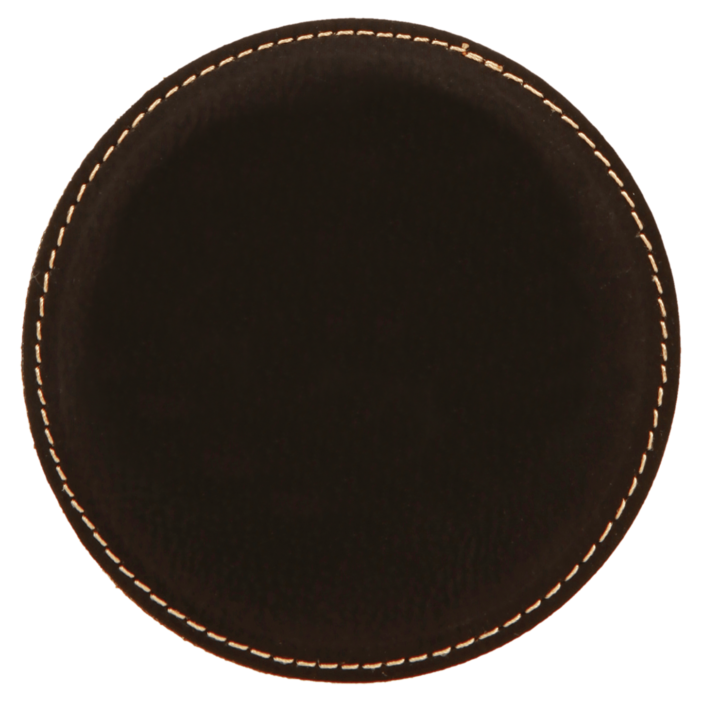 4" Round Black/Gold Laserable Leatherette Coaster-MO