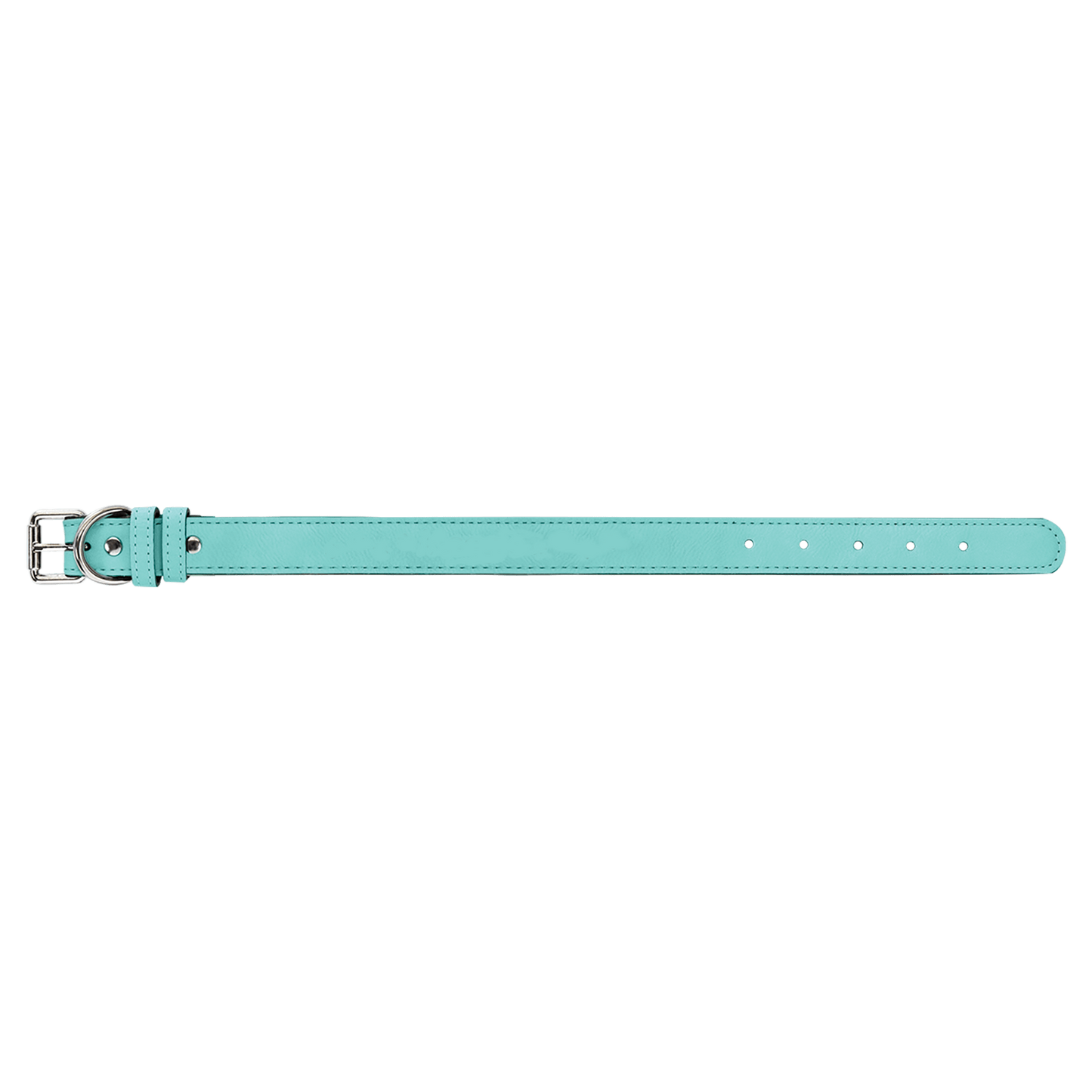 Medium 19" x 1" Teal Laserable Leatherette Dog Collar-MO