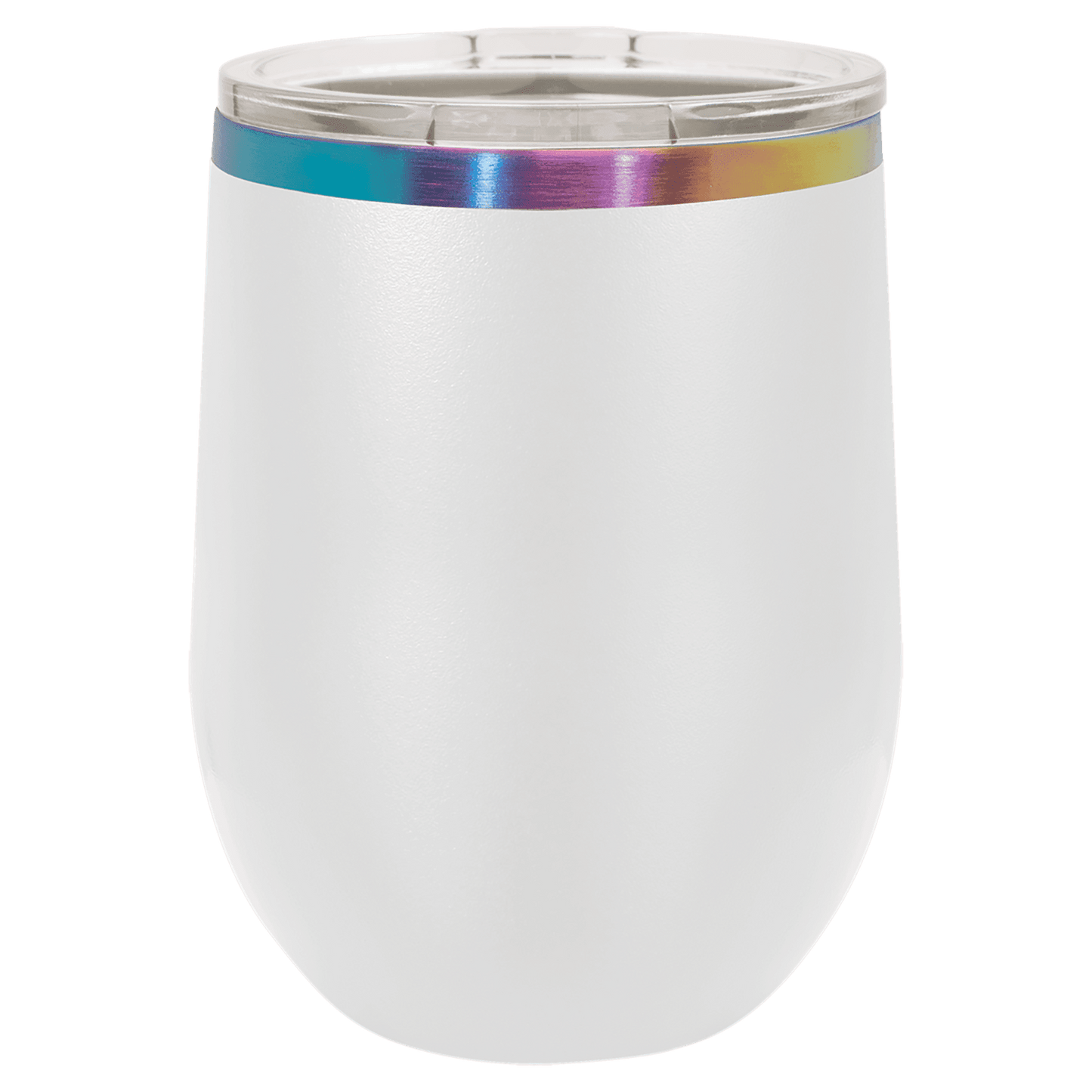 Polar Camel 12 oz. White/ Prism ION-Plated Stemless Wine Tumbler with Lid-MO