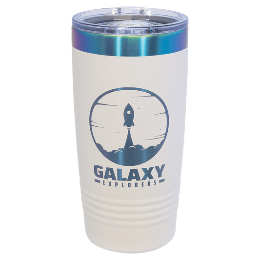 Polar Camel 20 oz. White/Prism ION-Plated Ringneck Tumbler with Slider Lid-MO