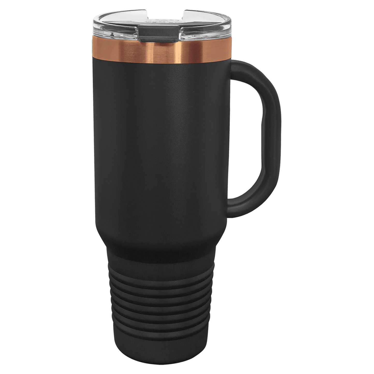 Polar Camel 40 oz. Black/Rose Gold ION-Plated Travel Mug with Handle, Straw Included-MO