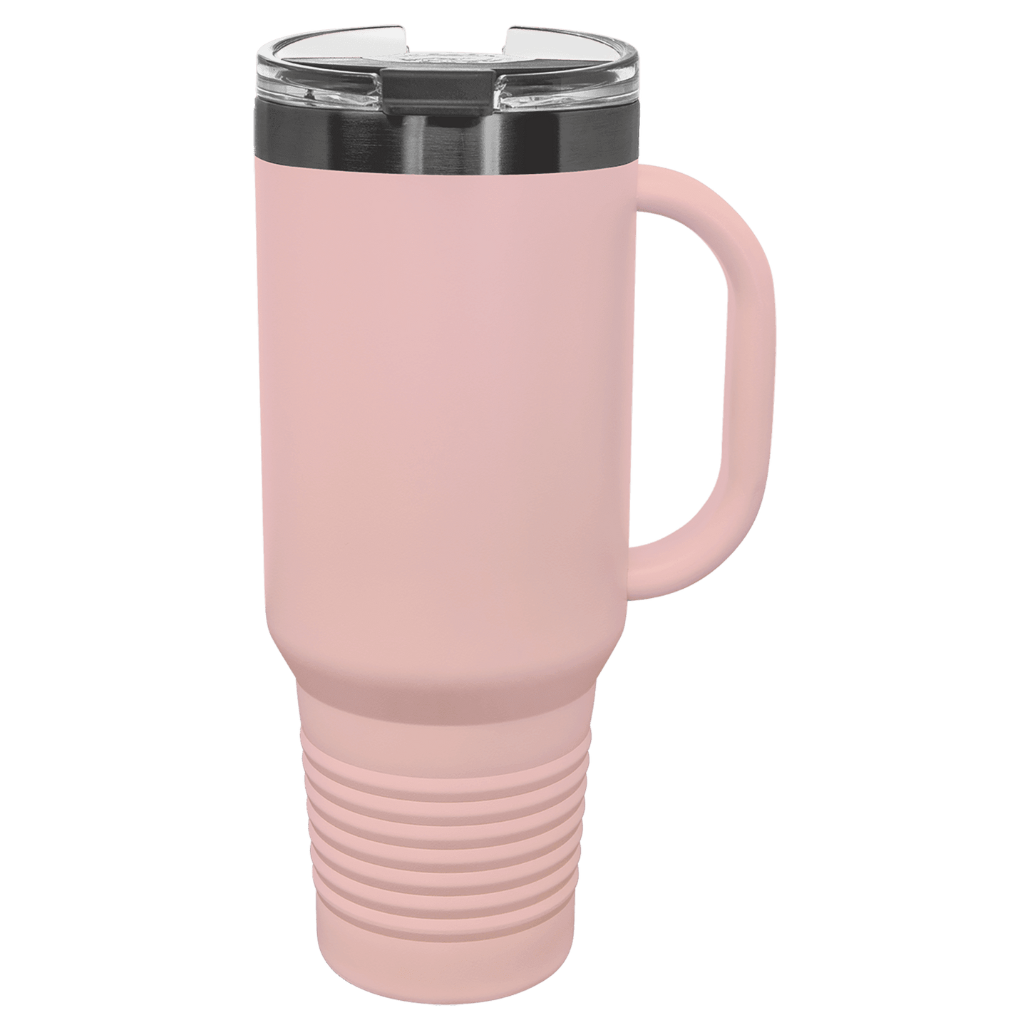 Polar Camel 40 oz. Blush/Ghost Black ION-Plated Travel Mug with Handle, Straw Inc-MO