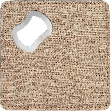 4" x 4" Square Sublimatable Burlap Bottle Opener Coaster-MO