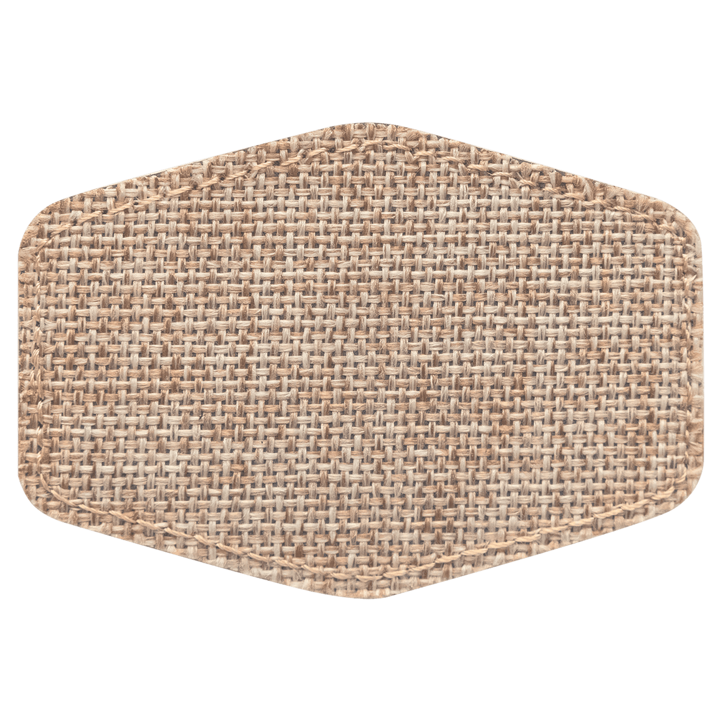 3" x 2" Burlap Hex Sublimatable Patch with Adhesive-MO