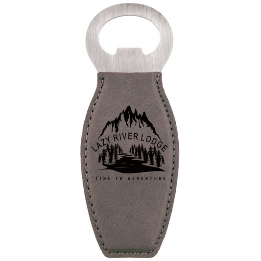 Gray Laserable Leatherette Bottle Opener with Magnet-MO