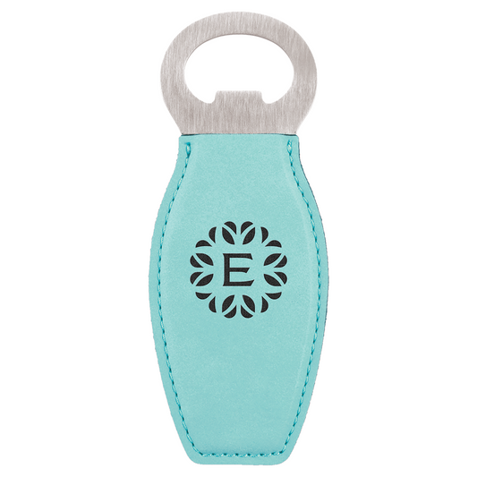 Teal Laserable Leatherette Bottle Opener with Magnet-MO