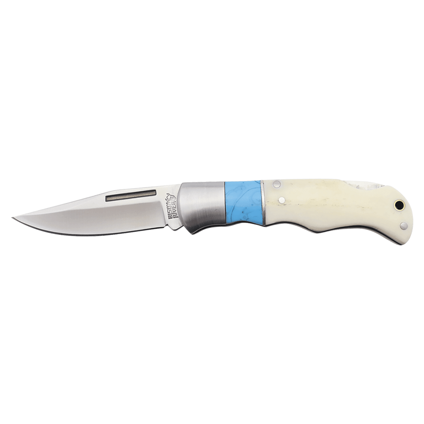 3 1/2" Blue/Bone Folding Knife-MO