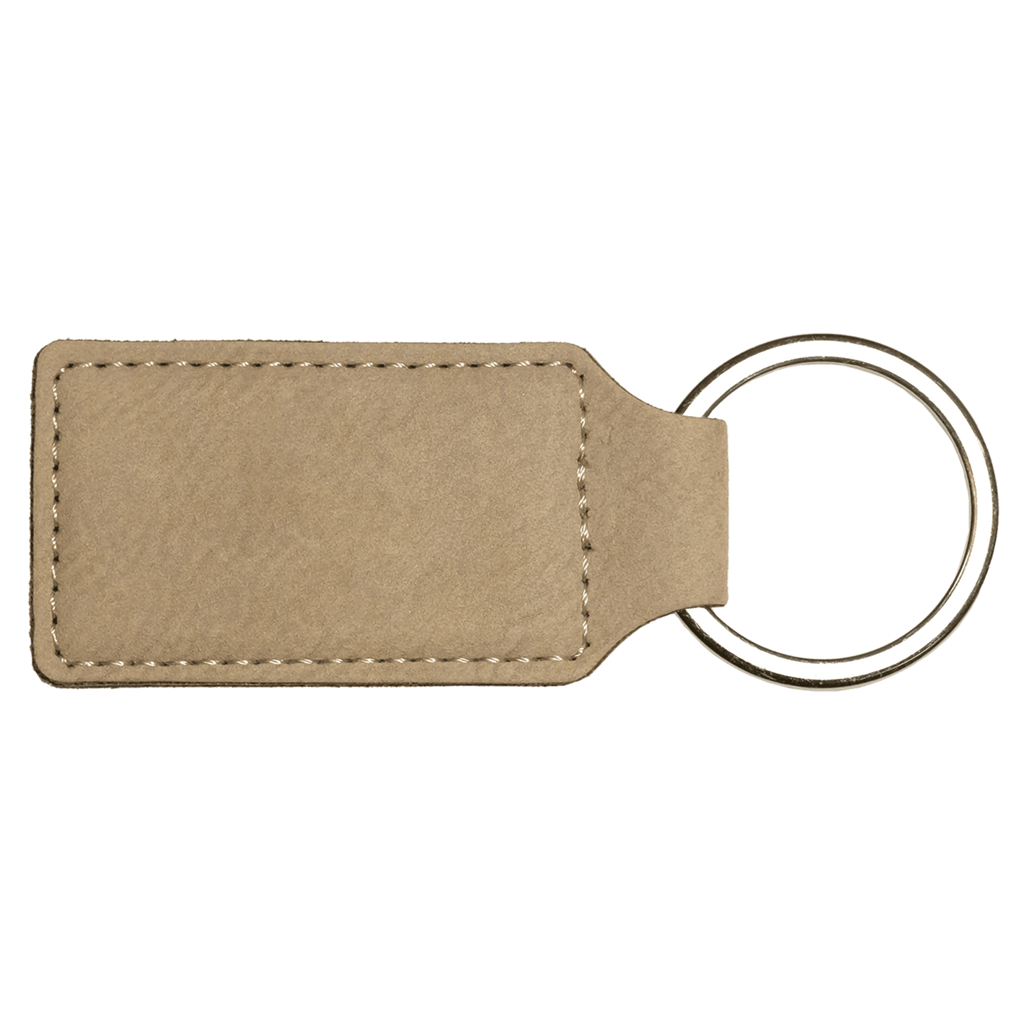 2 3/4" x 1 1/4" Light Brown Laserable Leatherette Rectangle Keychain-MO