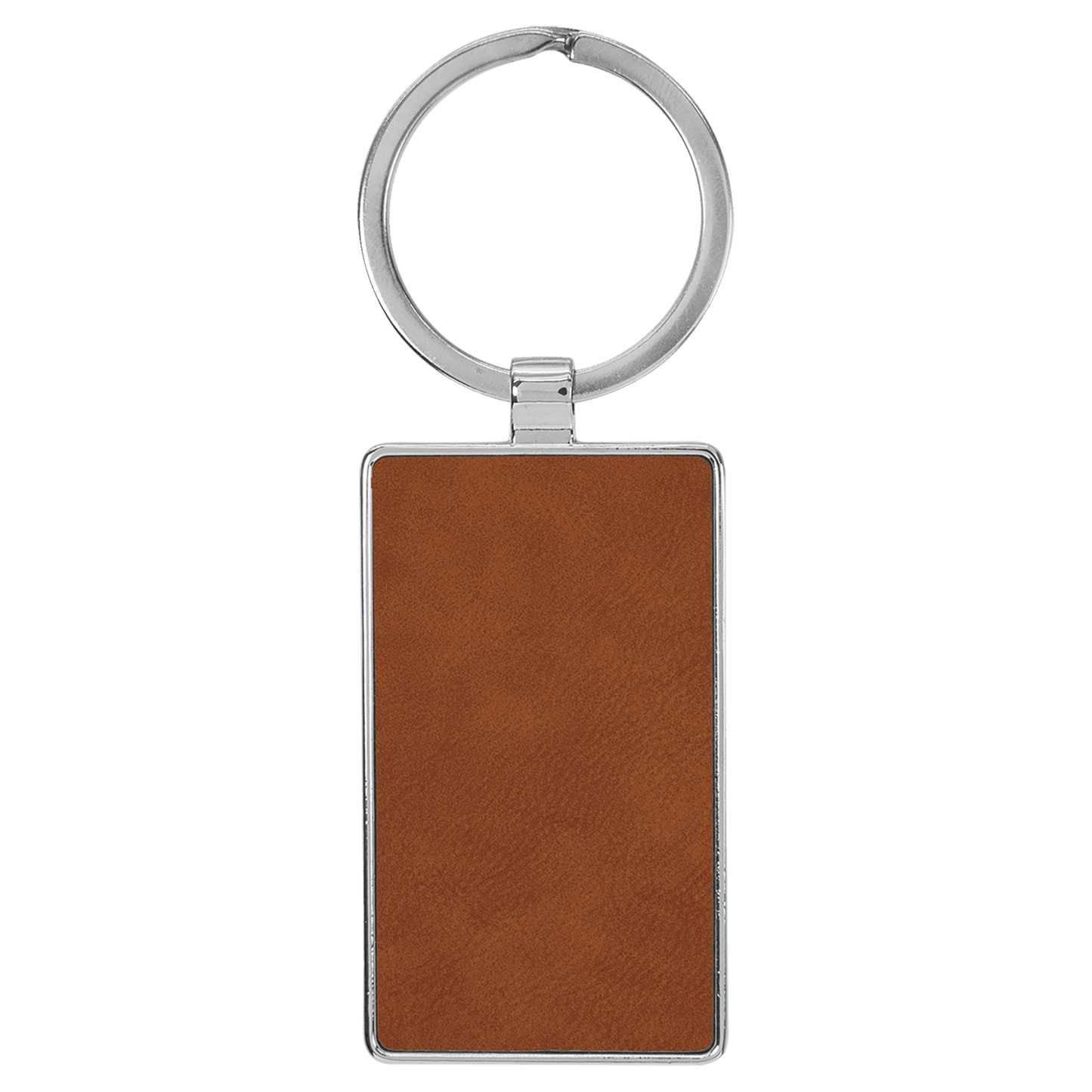 2 3/4" x 1 1/4" Laserable Leatherette/Metal Rawhide Rectangle Keychain-MO