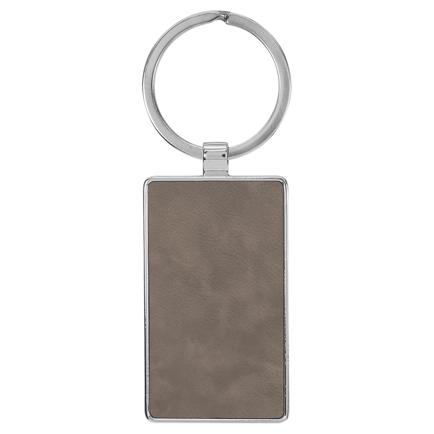 2 3/4" x 1 1/4" Laserable Leatherette/Metal Gray Rectangle Keychain-MO