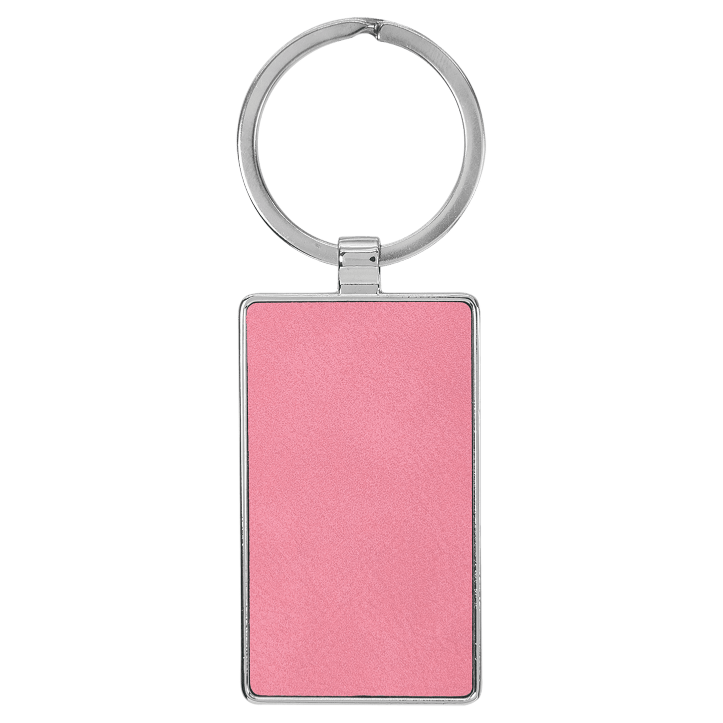 2 3/4" x 1 1/4" Laserable Leatherette/Metal Pink Rectangle Keychain-MO