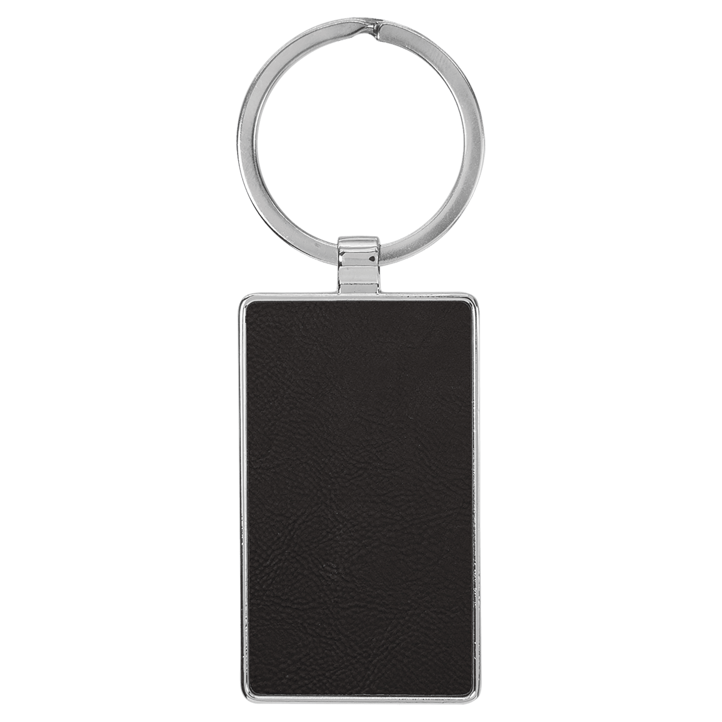 2 3/4" x 1 1/4" Laserable Leatherette/Metal Black/Gold Rectangle Keychain-MO