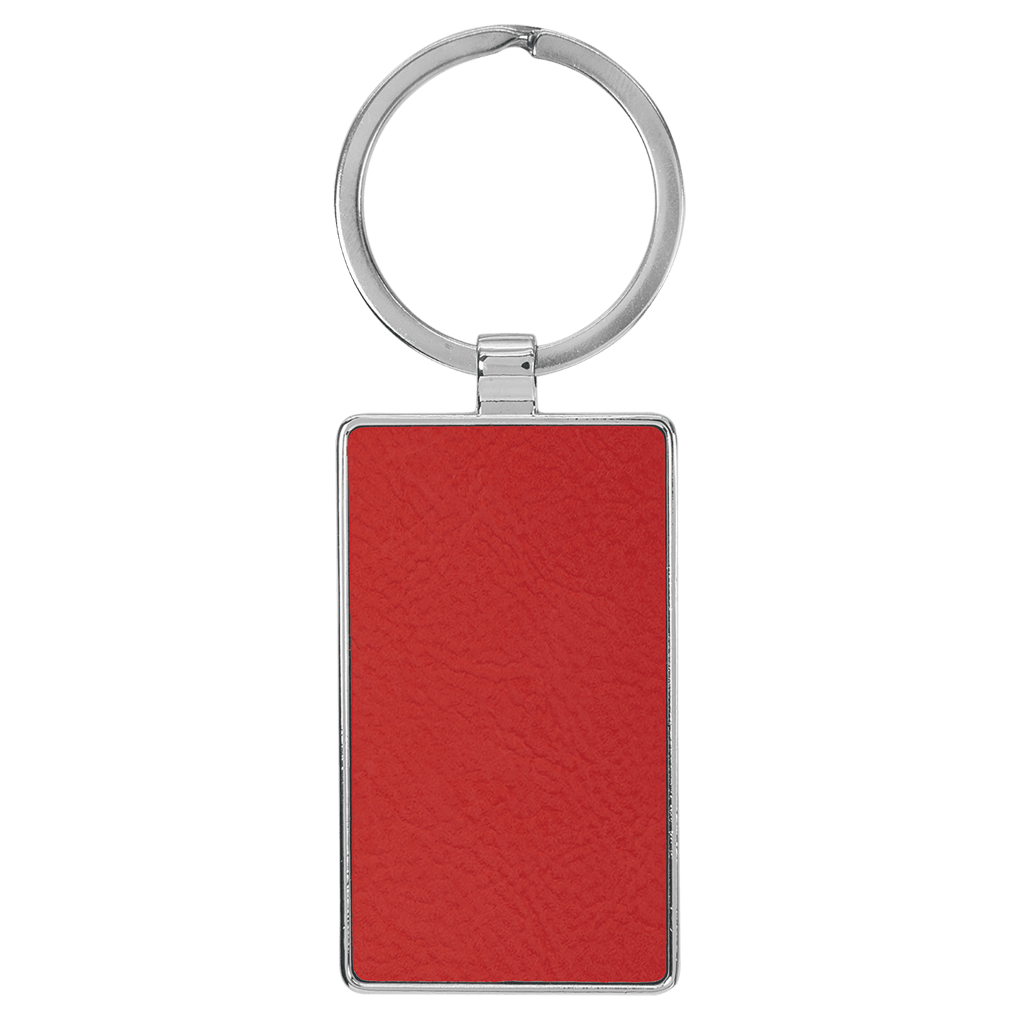 2 3/4" x 1 1/4" Laserable Leatherette/Metal Red Rectangle Keychain-MO