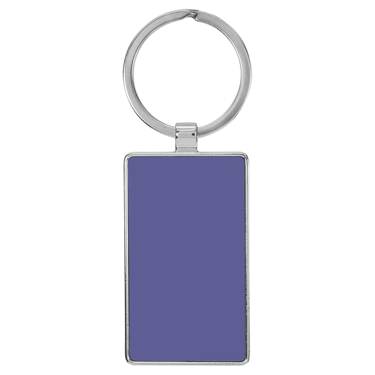 2 3/4" x 1 1/4" Laserable Leatherette/Metal Purple Rectangle Keychain-MO